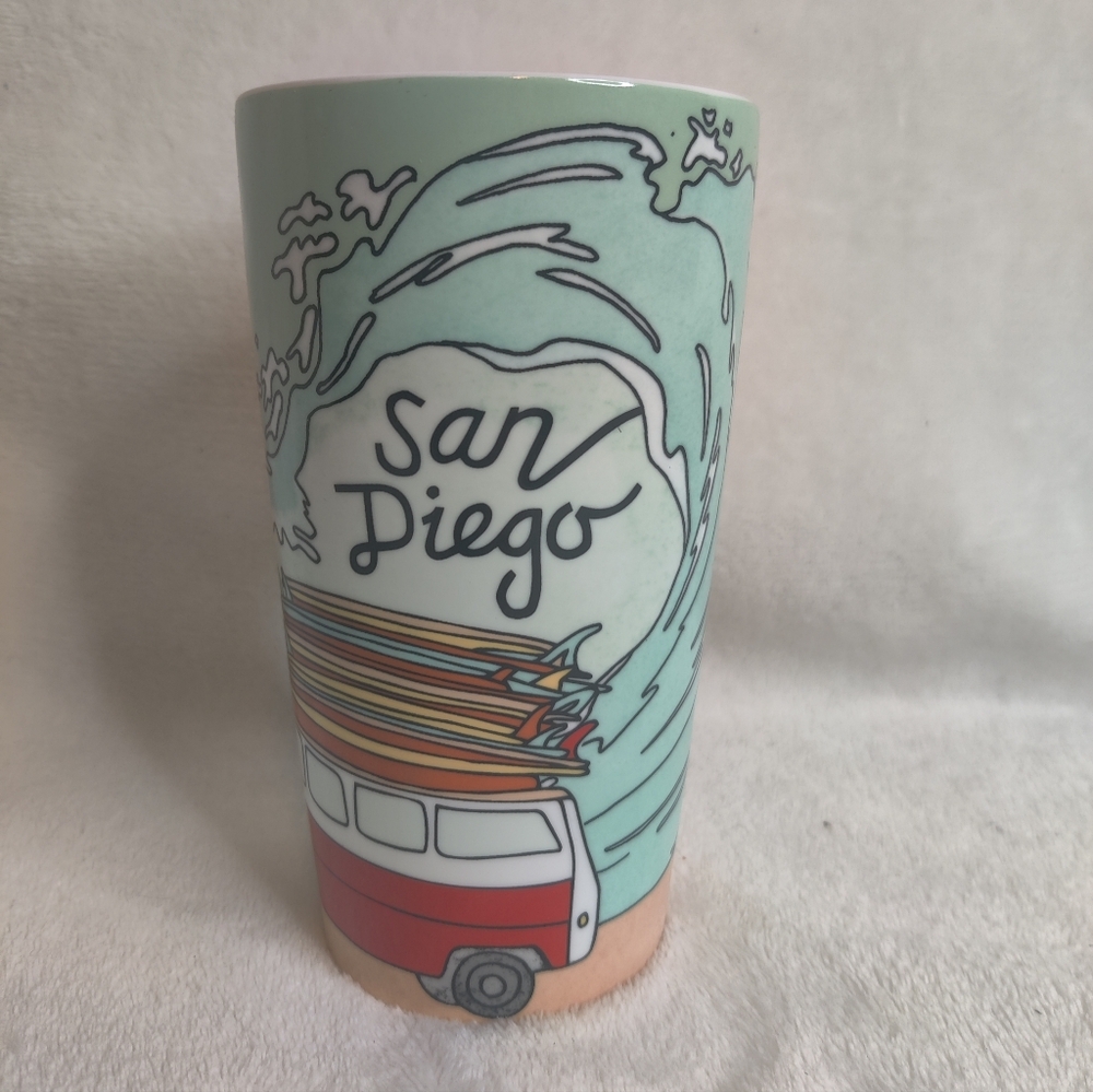Starbucks San Diego Local Collection Ceramic Mug Cup VW Bus Surf 12oz - Picture 4 of 9